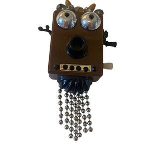 Amazing & Wholly Unique Vintage One of a Kind Telephone Robot Pin/Brooch.